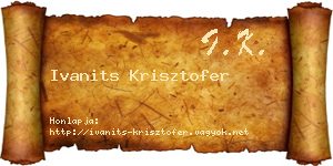Ivanits Krisztofer névjegykártya
